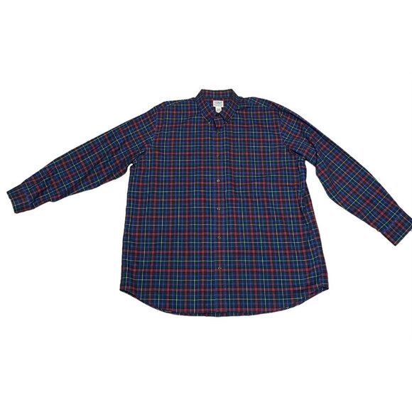 LL Bean Mens Shirt XXL 2XL Long Sleeve Button Down Traditional Fit Plaid Blue - Picture 4 of 8